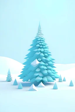 illustration of a 2-dimension Christmas tree surrounded by snow.