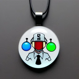 Clear polyester necklace with a pendant featuring a design inspired by a favorite video game character