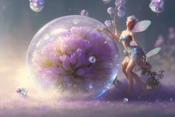 one big crystal subtle flower in a galactic ambiance above a very little beautiful fairy, transparent petals, delicate colors, in the foreground, full of details, smooth, bright sunshine，soft light atmosphere, light effect，vaporwave colorful, concept art, smooth, extremely sharp detail, finely tuned detail, ultra high definition, 8 k, unreal engine 5, ultra sharp focus