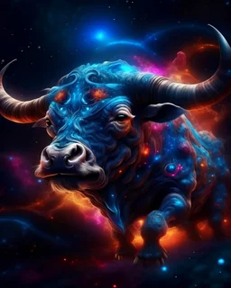 Magical bull in space. nebula , Flying Petals, Sparks, Lightning,, Portrait Photography, Fantasy Background, Intricate Patterns, Ultra Detailed, Luminous, Radiance, Ultra Realism, Complex Details, Intricate Details, 16k, HDR, High Quality, Trending On Artstation, Sharp Focus, Studio Photo, Intricate Details, Highly Detailed, hearts. colorful