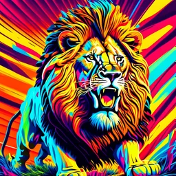 Cartoon of a Lion full body 4k pop art