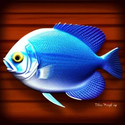 3d icon, cute tilapia fish over kitchen cutting board, shiny object, graphic design, unreal engine