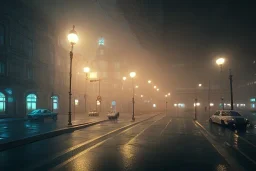 city, police station, atmospheric,night lighting,rainy, realistic, unity engine, cinematic lighting, octane render.