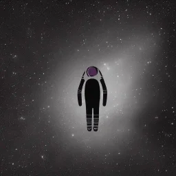 A minimal galaxy scene of with a dead astronaut, floating in space, black tone, featuring “lost in space” theme