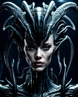 A xenomorph queen with a human female face