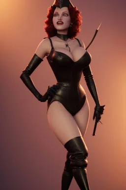 Rita Hayworth as evil queen in black leather, busty, cleavage, dominatrix, curvy, angry, stern look. character design by cory loftis, fenghua zhong, ryohei hase, ismail inceoglu and ruan jia. unreal engine 5, artistic lighting, highly detailed, photorealistic, fantasy