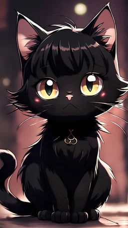 anime cute black cat