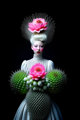 lady blooming cactus, darkmood, bizarre, surreal, albino by natalie shau