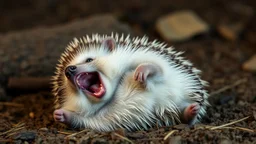 Realistic Hedgehog Lying On His Back And Laughing