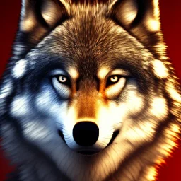 Wolf, red, orange, yellow, green, blue, purple, masterpiece, expert, 8K, hyperrealism, sharp focus, cinematic lighting