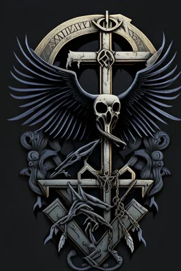 Raven skeleton anchor symbol of church