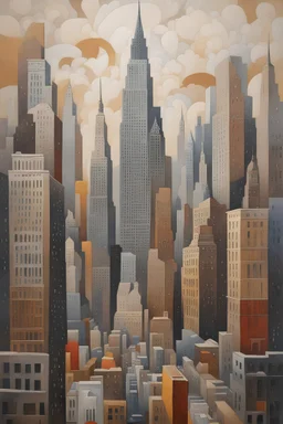 New York City, elegant composition linen gesso acrylic paper, in style of Vladyslav Yerko