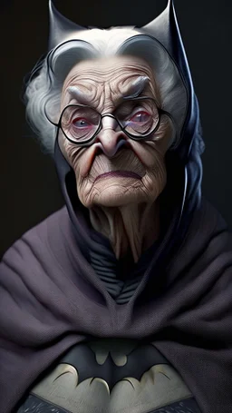 batman become old woman , ultra realistic, 4k, ultra detail, full body