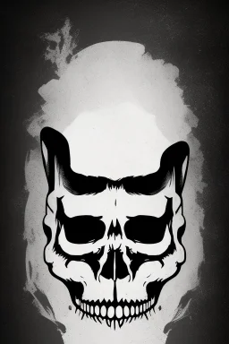 Extremely simple, fun and monochrome logo representing the face only of the grim reaper. Black on white background