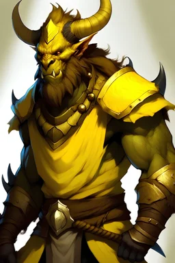 Make some pictures for a dnd 5e campaign character. He's a yellow dragonborn barbarian with a fur armor and with a good background He's good looking and make it in a nice fantasy style