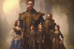 Peinture d une famille gothique de 4 personnes, steampunk