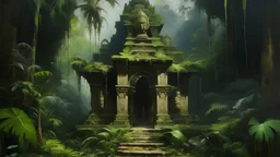 templo selva pintura óleo
