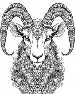 satanist goat tattoo, coloring book page, clean line art, adults drawing book, Black and white only, crisp black lines, sharp lines, coloring page for adults, black and white picture, lots of details, tattoo style,tattoo ideas, full body, without shadows and colors