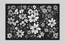 image vectoriel , forme silhouette ,aplat noir et blanc, motif melange de fleurs printanière, répété les fleurs dans toute les direction, pour remplir un rectangle, uniquement avec du noir et blanc , pas de details , forme minimaliste