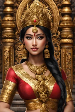 Beautiful bali princess,fullbody ,on pura temple, style digital photo realistic
