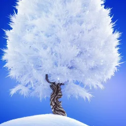 White tree, high cliff overlooking mountains, Crystals and mice