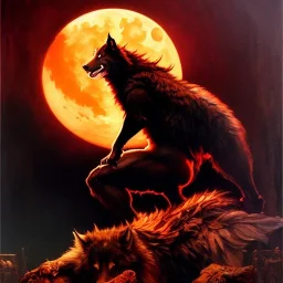 Drawing of 'WereWolf' painting by gaston bussiere, greg rutkowski, yoji shinkawa, yoshitaka amano, tsutomu nihei, donato giancola, tim hildebrandt,KyuYong Eom,Ren Wei Pan Oil on canvas, cinematic composition, extreme detail,fit full head inside picture,16k