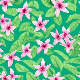 Seamless botanical print, painted Plumeria fabric pattern, surface design pattern