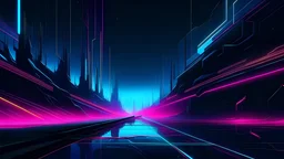 un voyageur de l'inconnu, naviguant à travers un univers futuriste et électrique. Les nuances sombres de la palette de couleurs synthwave fusionnent avec des éclats lumineux, créant une atmosphère mystérieuse et immersive. Les lignes dynamiques s'entrelacent, évoquant un sentiment de mouvement infini à travers le vide. L'ensemble de l'image projette une esthétique saisissante, parfaitement alignée avec l'essence sonore du genre musical