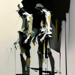 Minimal contemporary abstract flat figurative painting.. Twisted fragments of bodies. Drips of paint. style of Justin Mortimer and Adrian Ghenie. monotone colour