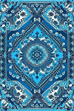 Ukrainian geometric ornament blue color