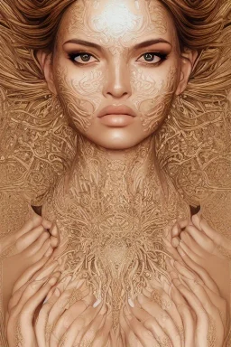 Portrait of a ornate and intricately detailed beautiful female tan skinned goddess queen :: open robes :: exposed breast :: perfect proportions :: flawless eyes :: by Artgerm :: hyperrealistic, hyper detailed, photorealistic :: a masterpiece, incredible composition, amazing depth, imposing, meticulously composed, 16k resolution concept art