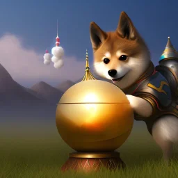 doge wizard geomancer holding globe