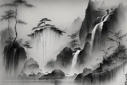 Waterfall, chinese ink painting