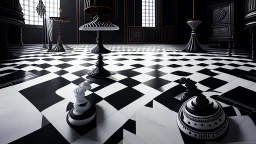 (ヤクザ) , details,checkerboard floor,enigmatic icon,white and black vibes, steampunk influences, 8k resolution, bulbous, unwordly forms, dark illuminati subject matter,enigmatic whiskey spot crossword clue and weird people