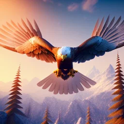 eagle, feathers, ultra high definition, 8k, unreal engine 5, ultra sharp focus, summer ambiance, mountains