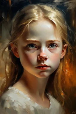 an expressive painting of a beautiful white young girl, we might see a companion with features of absolute strength and determination, blended with warmth and deep faith. Perhaps his face expresses wisdom and courage, with eyes radiating confidence and faith.