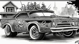 Ratfink drawn in the style of Ed Roth