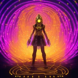 Sweet cyber beewoman, Rosalia artist, cold ambient, rain, fog, latex, cables, purpurin, black, gold, rings piercing, yellow, decorative color feathers, circuits, neon style, a lot of led lights, fog, rain, vibrant color, highly detailed, art stations, concept art