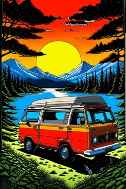 van life in the style of Hiroshi Nagai