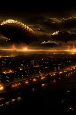 Zeppelin Armada Bombing City, Night