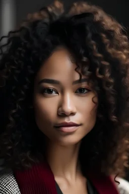 seorang wanita rambut keriting cantik seperti model keturunan Indonesia