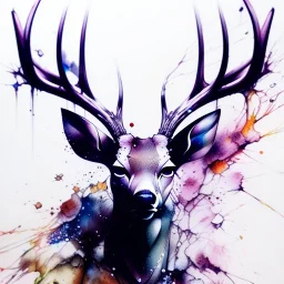 deer, 3D, leaning pose, watercolor illustration by <agnes cecile> <Yoji Shinkawa>,