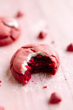 i want to generate an image for my blog red velvet cookie with ai. write some epic cool image ai generation prompts.