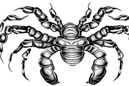 Detailed, inking illustration, realistic, symmetrical, poisonous scorpion.