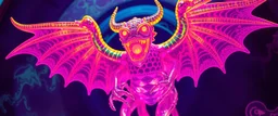 Ming Winged Dingus in the style of Giger and Escher in Transparent Psychedelic Fluorescent Colors looking like a Record Cover