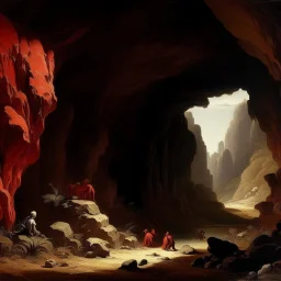 A dark red cavern near a Karoo painted by Giovanni Battista Sassi