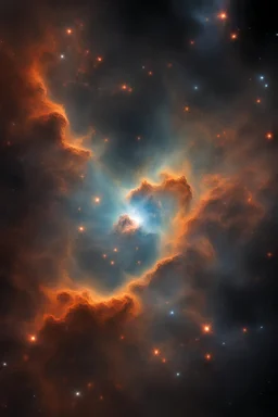 a nebula, in high quality, space picture, black and orange