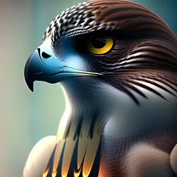 portrait of a falcon, feathers, extremely sharp detail, finely tuned detail, ultra high definition, 8k, unreal engine 5, ultra sharp focus, winter ambiance, forest background