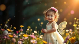 Une douce belle heureux petite enfant erre dans son monde enchanté, Parmi les merveilles, elle adore explorer. Nuit enchantée, fleurs magiques, arcs-en-ciel de lumière, lucioles dansantes, fées lumineuses. Ses rêves sont vastes, pleins de beauté, Chaque instant est un nouveau bonheur. Dans son univers, tout est merveilleux, Un monde imaginaire, tendre et lumineux. Bel éclairage, composition attrayante, photoréaliste, extrêmement détaillée, clair-obscur, règle des tiers. Photograph.