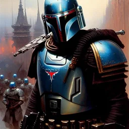 Jango Fett helmet, ancient metal helmet ,painting by gaston bussiere, greg rutkowski, yoji shinkawa, yoshitaka amano, tsutomu nihei, donato giancola, tim hildebrandt, oil on canvas, cinematic composition, extreme detail,fit full head inside picture,